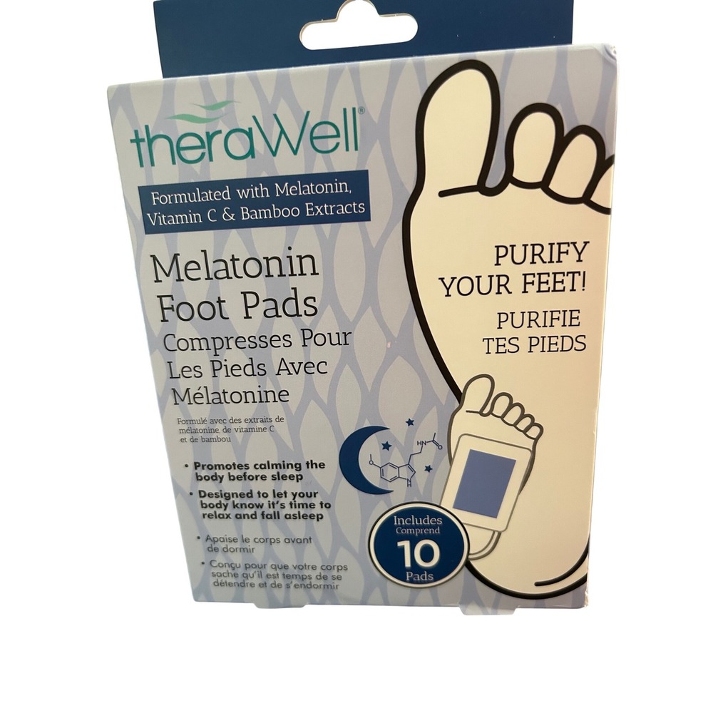 TheraWell Melatonin Foot Pads 10 Count Sleep Aid Vitamin C Bamboo Extract TW807